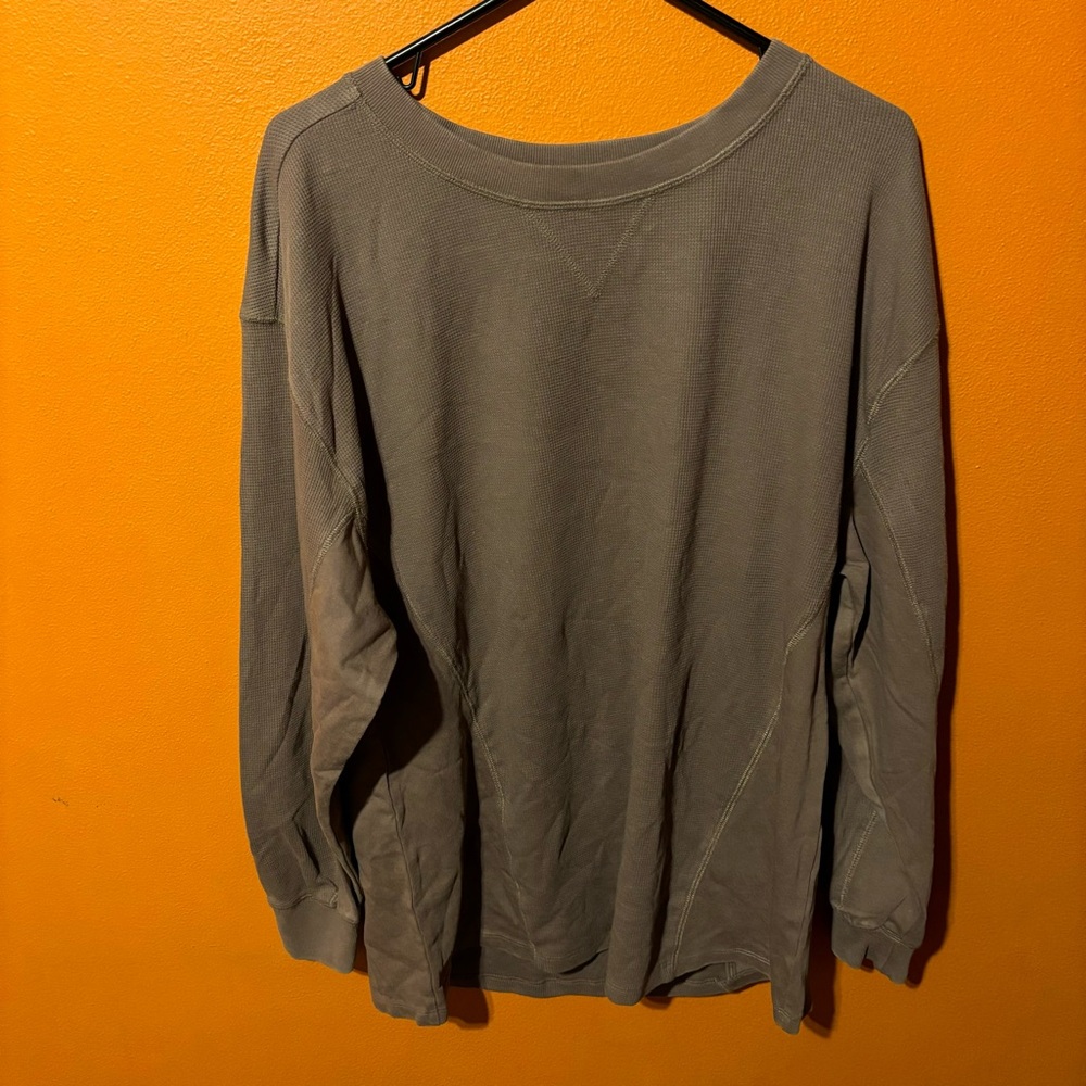 Wild Fable Dark Taupe Long Sleeve Waffle Knit L